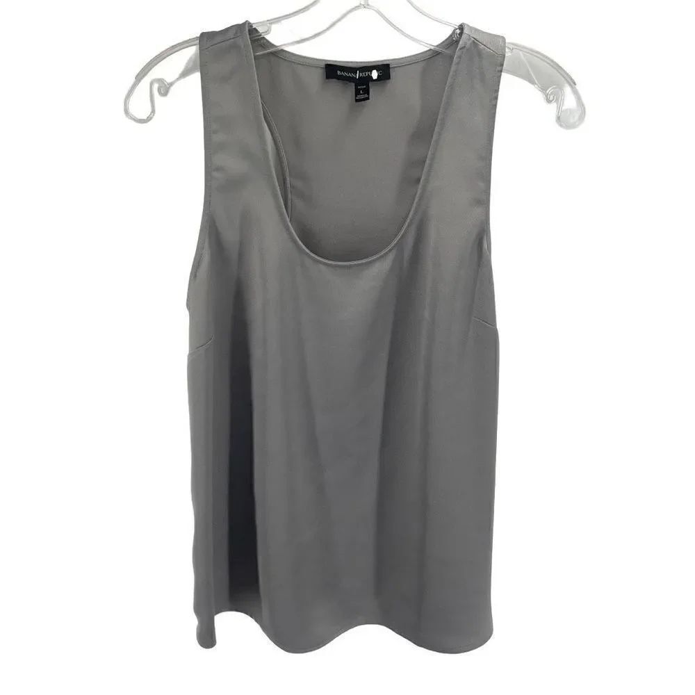 Banana Republic Women's Scoopneck Tank Racerback silver Gray Large Petite